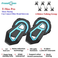 FreedConn TMAX Pro Intercom Motorcycle Helmet Bluetooth Interphone Headset 6 Riders Group Talking Sy