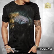 kaos channa snakehead fish toman baju t-shirt ikan channa barca - channa 3 2xl