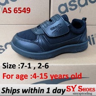 (SY Shoes) asadi Kid Half PVC Black School Shoes AS 6549 School Shoes Kids Shoes