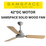 SamSpace MINIMALIST Wood DC Motor 42 inch Ceiling Fan Silent Strong Wind 3 Light  KDK Style Fan Kipas Angin Lampu