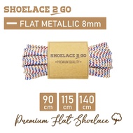 SHOELACE 2 GO PREMIUM FLAT METALLIC MOTIF SHOES 8MM - SF8 - FM1G - WHITE RAINBOW - 90CM 115CM 140CM
