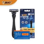 BIC Flex3 Hybrid Men’s Razor 1 Handle + 4 Refills with Free Men's Belo Soap