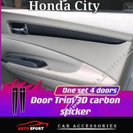 Honda City TMO GM2 2008-2013 Door Trim 3D Carbon Stickers Side Door Panel Protection Car ACcessories