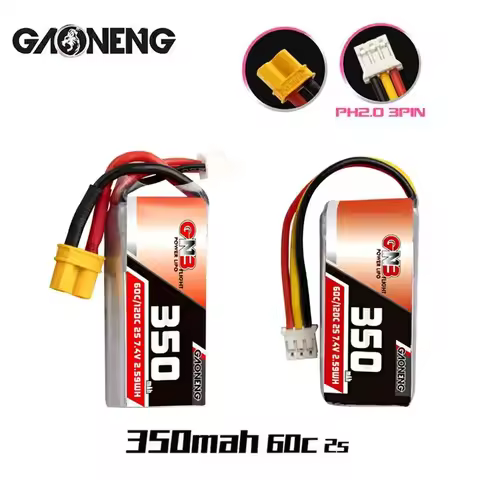 2PCS GNB Gaoneng 2S 350mah 7.4V 60C/120C Lipo Battery XT30 XH-3P Plug For OMP M1 BETAFPV Beta75X Tin