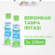 [Paket isi 2] Mitu Baby Hair Lotion Fresh & Clean Aloe & Kemiri 100ml Botol - Minyak Rambut Bayi - L