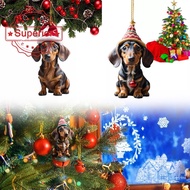 1/7 Acrylic Christmas Fun Sausage Dog Car Decoration Pendant D1