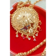🧿Impon Big Peacock 🦚 Pendent  long parupu chain gold plated "30inch ( not916) 🚫 bukan emas