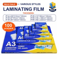 Laminating Pouch A4/3R/4R/5R/6R | 100 Micron Laminate Film | Waterproof Photo Protection Sheet 100PC