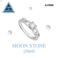A.CEMI Star Swirl Moonstone Ring พลอยแท้ มูนสโตน แหวนพลอยแท้ มูนสโตนแหวนเงินแท้ ชุบทอง 18K