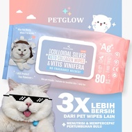 MATA Petglow Keto Collagen Pet Wipes with Colloidal Nano Silver And Vitis Vinifera 80 Sheet Wet Tissue Cleaning Tear Stain Remover Ear Tissu Tissue Wet Wipes Ear Cleaning Cat Dog Bath Stains Grooming Animal Antibacterial