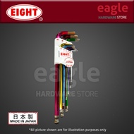 Eight TLC-S9N Taper Head Extra Long Hex Key Wrench Set, 1.5 ~ 10.0mm, Multi Color, 9pcs