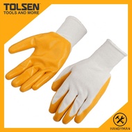 Tolsen 12 Pairs Yellow Nitrile Working Gloves 45010