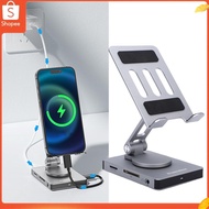 Tablet Docking Station Stand Rotating 8 in 1 Type C Hub with Memory Card Slot 4K 60Hz 3.5mm Port 100