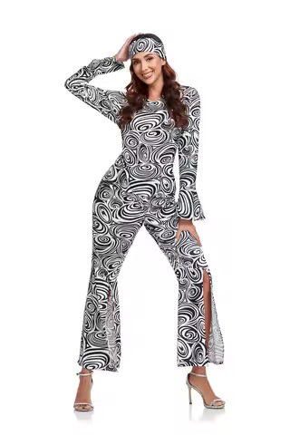Cosplay Costumes Adult Women Hippie Costume 1960s 70s Fashion Hippie Halloween Fancy Dress for Femal