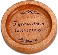 Small Round Wooden Trays for Decor, 5 Year Anniversary Wedding Gift for Her Him, 5th Anniversary Woo