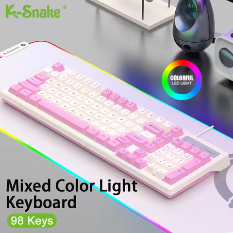 K-Snake Mixed Color Light Wired Gaming Keyboard 98 Keys Mechanical Feel e-sports Keyboard and Mouse 