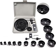 16-Piece Hole Saw Set, 3/4" to 5"(19-127mm) Saw Blades with Hole Saw Mandrel for Wood,Plastic,PVC Bo