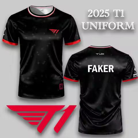 T1 Faker LCK Pro League 2025 Uniform SKT Esports Jersey Training Tops Men's Short-sleeved T-shirts C