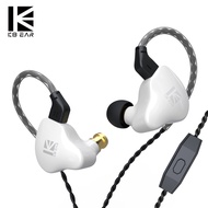 KBEAR KS1 วงจรแม่เหล็กคู่แบบไดนามิกในหูหูฟังที่ใช้เทคโนโลยีกีฬาชุดหูฟังไฮไฟพร้อมที่อุดหูไมค์ KBear KS2 KB06  White no mic