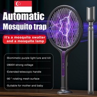 (SG Dliver)Electric Mosquito Swatter Fly Racket Rotate Telescopic Purple Light Mosquito Trap Bat 2 i