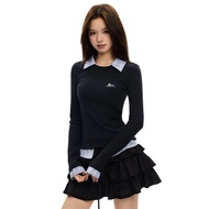 Apea | Layered Design Check Pattern Knit Top