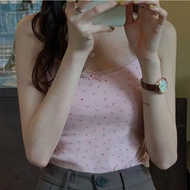 พร้อมส่ง  เสื้อเวียดนาม เสื้อโบว์ เสื้อสายเดี่ยวไหมพรม ลูกไม่สุดน่ารักสไตล์​เกาหลี​ ขอบลูกไม้ดีเทลโบ