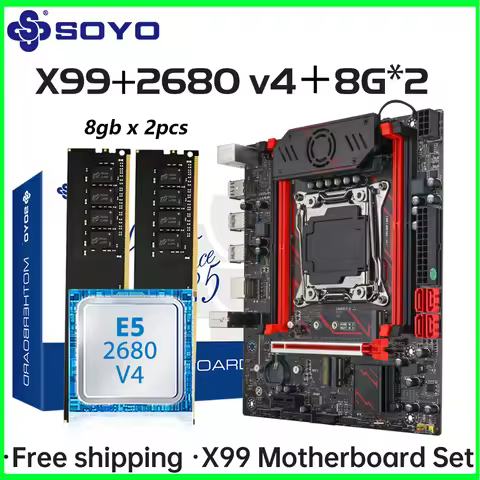 SOYO X99 C612 Gaming Motherboard Set with Intel Xeon E5 2680 V4 CPU& DDR4 ECC 8G*2 2133MHz RAM M.2 N