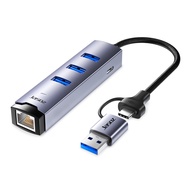 Jasoz USB 3.0 Hub สายusbคอม RJ45 HUBการ์ดเครือข่ายแลน เพิ่มช่อง usb Ethernet Adapter Splitter 1000Mb