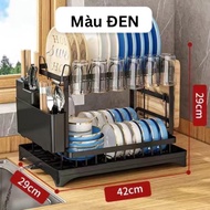 Kệ để chén bát hai tầng kệ chén bát đĩa carbon giá để chén đĩa khung thép carbon chống han rỉ chống