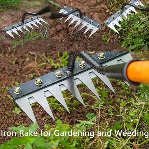 5/6/7/8 Teeth 1PCS Carbon Steel Garden Hand Rake for Farm Garden Weeding Tools Scarifier Agricultura