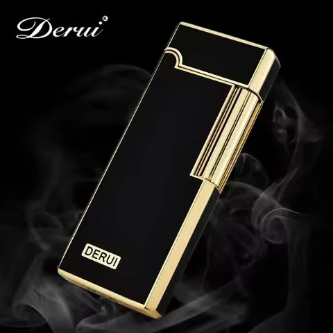 Fashionable Slim Narrow Gas Lighter Compact Jet Butane Metal Cigar Lighter Grinding Wheel Pipe Cigar