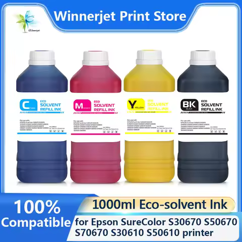1000ml Eco-solvent Ink for Epson I3200 XP600 DX5 DX7 4720 Epson SureColor S30670 S50670 S70670 S3061