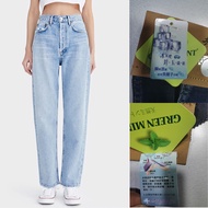 F9XE AGOLDE Light Blue High Waist Straight Ankle-Length Multifunctional Jeans for Women