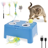 Interactive Electric Moving Feathers Cat Toy Rechargeable Whack A Mole Cat Kitten Toy SHOPCYC2902