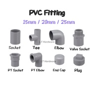 PVC Fitting Penyambung Paip Connector-Socket/Elbow/Tee/PT Socket Elbow Tee/Valve Socket/Plug/End Cap