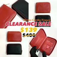 🇫🇷 Pierre Cardin French Vintage Small Simple Leather Zip Around Leather Wallet in Red / Black 中古法國牛皮