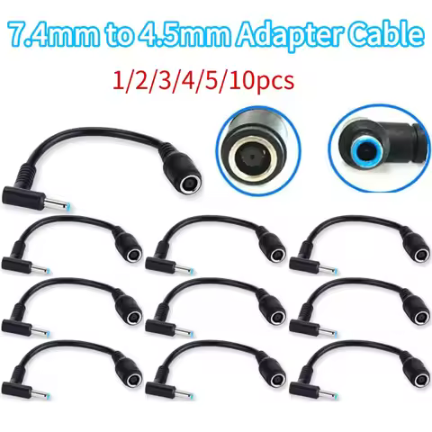 Connector Converter 7.4mm to 4.5mm Adapter Cable for HP Dell Smart Blue Tip for HP Adapter Replaceme