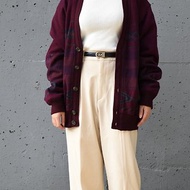 Vintage ALL NEW WOOL 羊毛開襟外套 紫紅圖騰