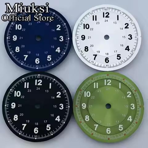 Miuksi 29mm black blue green silver watch dial luminous fit NH35 NH36 Miyota8215 DG2813 3804 movemen