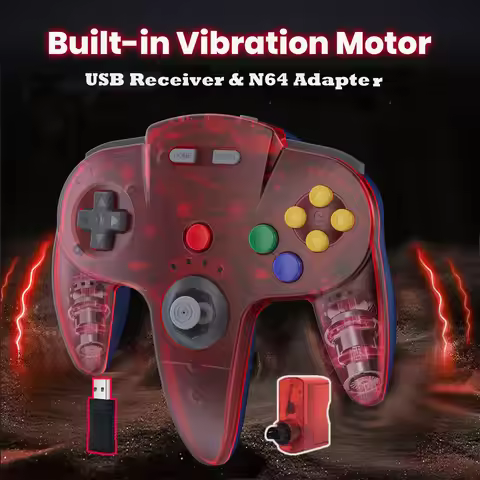 2.4 GHz Wireless N64 Controller , Built in Rumble,USB & N64 Receiver for N64 Switch Online Switch 2 