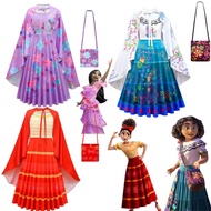 SR4 Kids Girls Encanto Mirabel Madrigal Isabela Dresses Cloak Bag Carnival Halloween Cosplay Costume