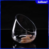 [Lzdhuiz1] Clear Slant Cut Bowl Glass Vase Bowl Jar for Home Decor