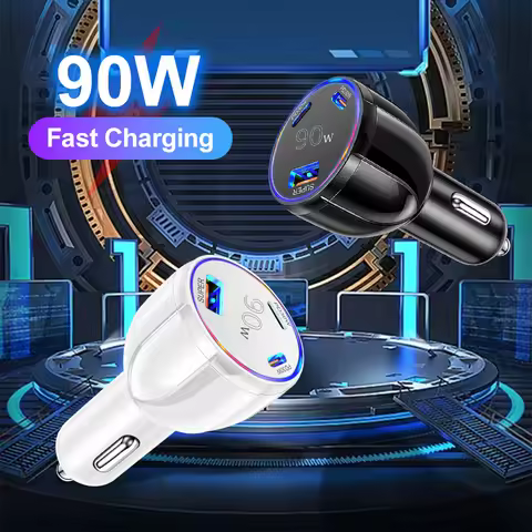 3 Port 90W USB+2PD Car Chargers USB Fast Charging Car Phone Adapter for IPhone Xiaomi Samsung Car Ad