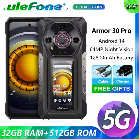 Ulefone Armor 30 Pro,32 Гб(16+16)+ 512 Гб,5G Rugged,12800 мАч,6.9" 120Hz,64MP Night Camera,Android 1