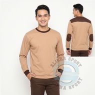 Kaos PDL Lengan Panjang Siku Busa Coklat Pramuka Unisex Kerah Bulat Baju Lapangan Pria Wanita