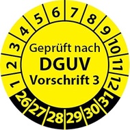 Test badges tested according to DGUV regulation 3, vinyl film, test stickers, test labels, badges DG