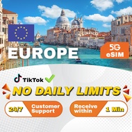 UK and Europe 5G Esim with No Daily Limit! 5-30GB Total Plan