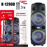 FREE USB KASSEL 2X12 inches Bluetooth Karaoke Speaker FREE 2Pcs Wireless MIC (w/ USB & FM) K-1290D