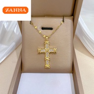 rantai leher emas bangkok cop 916 binding zircon cross necklace for women gift