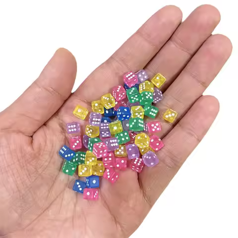 6 Colors 100Pcs 5mm Clear Transparent Mini D6 Acrylic Right Angle Point Dice Cube for Board Game Acc